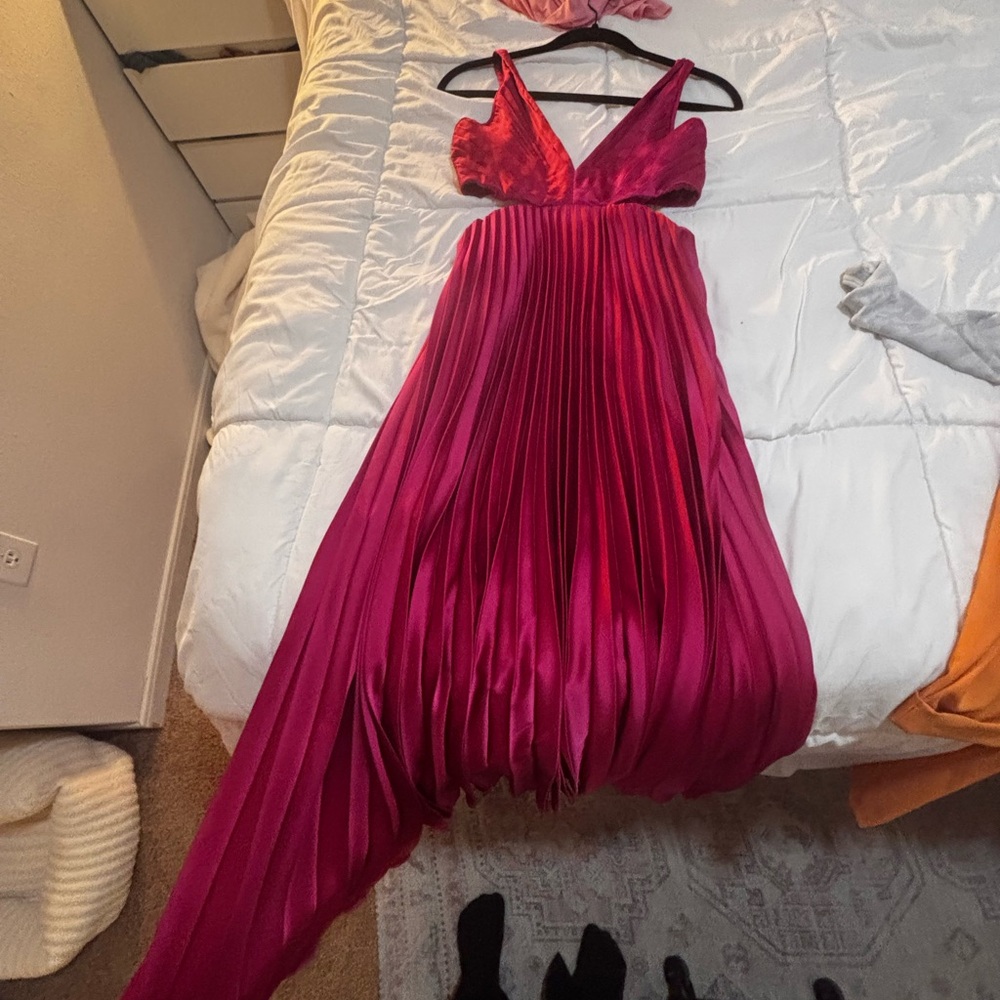 Elegant Pink Pleated Gown